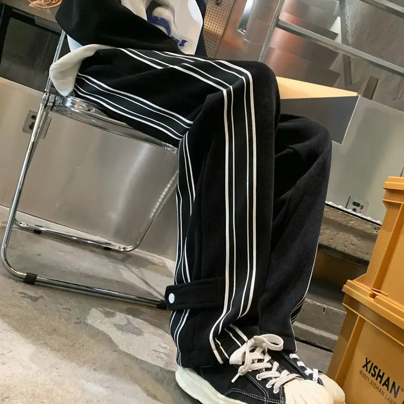 Autumn Winter Elegant Casual Pants for Men American Street Style Fashion Loose Fit Straight Leg Men Clothing