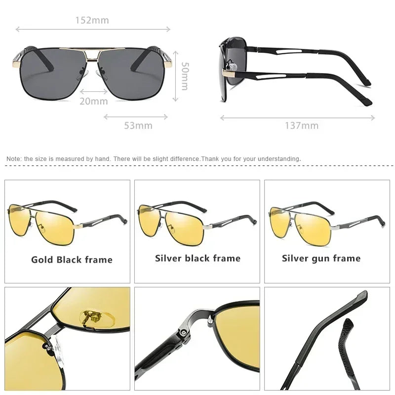 Trendy Square Polarized Photochromic Sunglasses Luxury Women Men Pilot Shades Sun Glasses Outdoor Anti-UV Driving Oculos De Sol