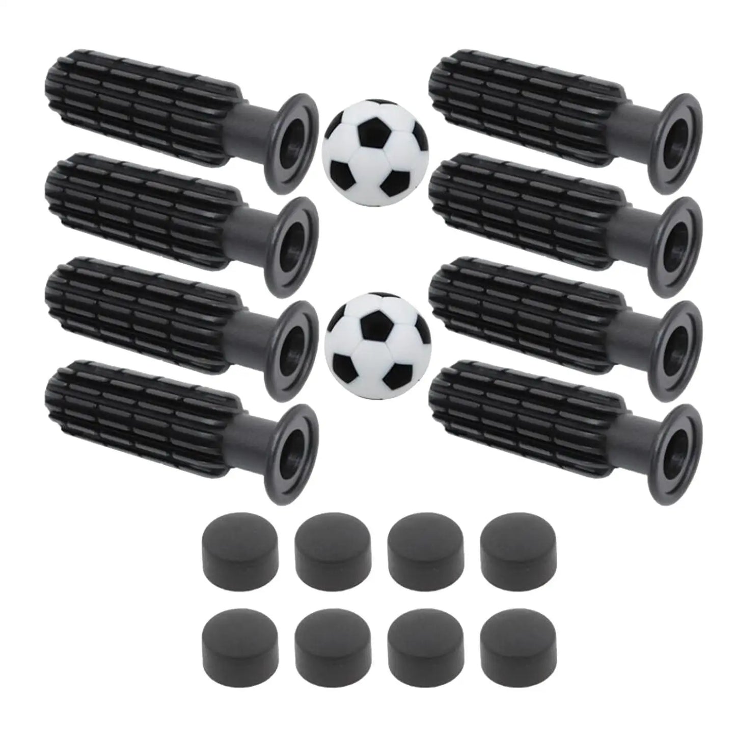8 Pieces Foosball Handle Grips with 2 Small Footballs Practical Portable Accessories Parts Kids Replaceable with 8 End Plug