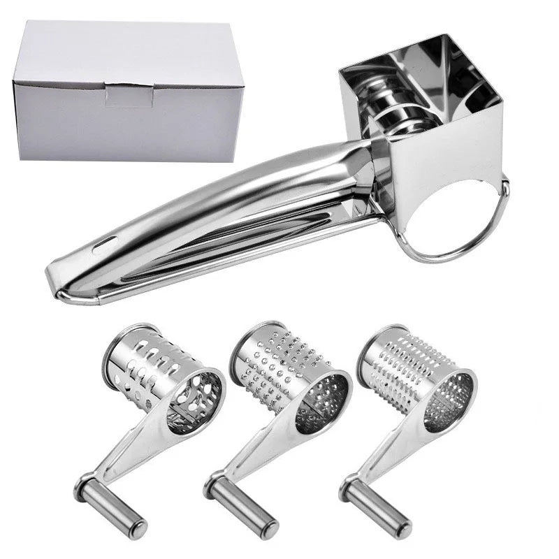 Stainless Steel Cheese Slicer Shredder Drum Hand Crank Rotary Grater Set Cheese Cutter Grater Butter Cutter Kitchen Gadgets