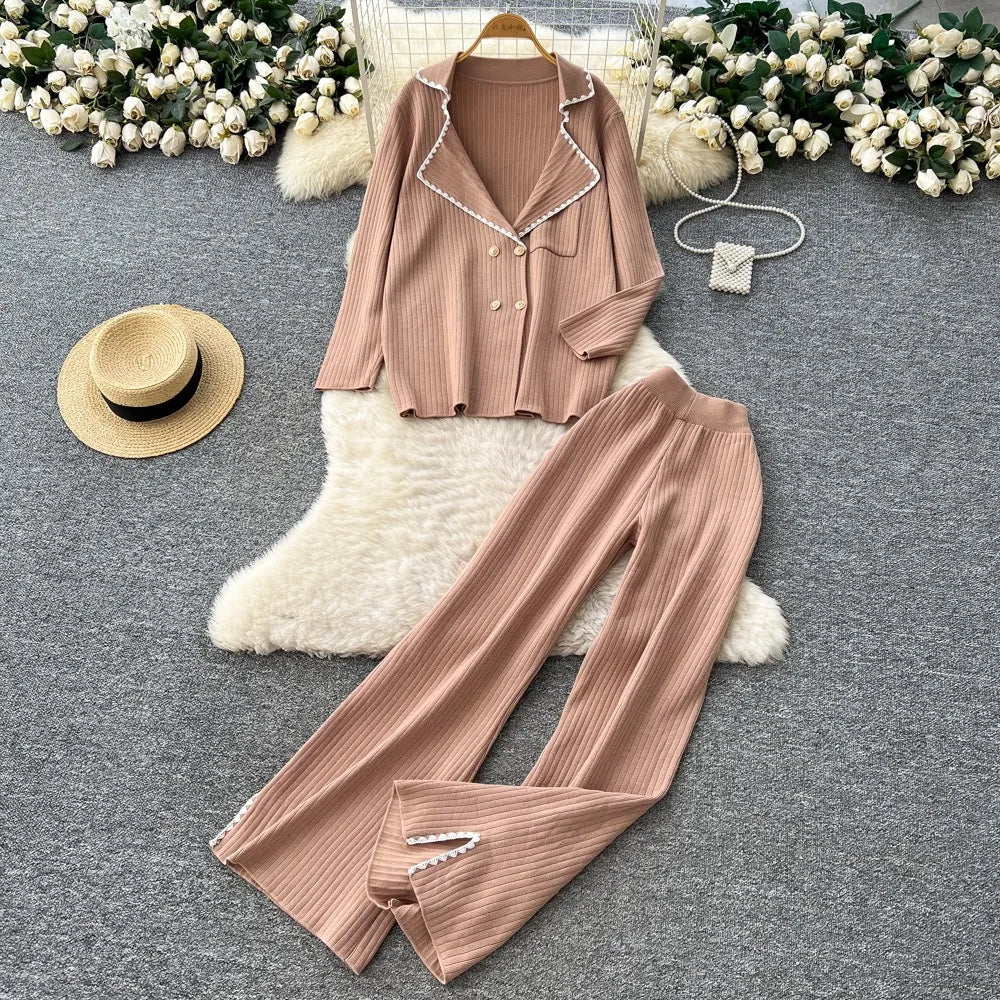 Pants Set Women Two Piece Sets Hooded Matching Sets Sweatshirts Long Pants High Waist Knitted Splice Y2k Casual Jogger 2025