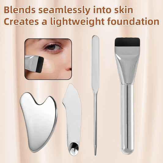 Stainless Steel Makeup Spatula and Mixing Stick Set Foundation Brush Eyeshadow Cream Pigment Mixing Tools a Dedicated Makeup Set