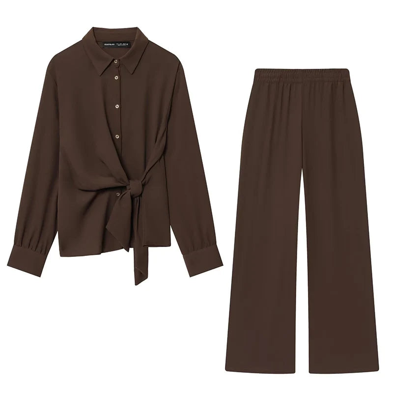 Pants Sets Autumn Women's 2025 New Fashion Slim 2-piece Set Chic Street Elegant High Waist Pants Women's Sets Street Youth Suits