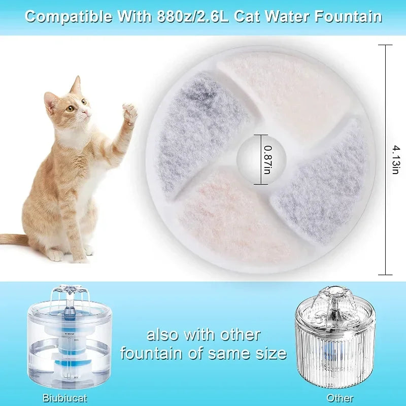 Cat Water Fountain Filters  4PCS Activated Professional Removable Circle Reusable Fountain Carbon Filter Drink Fountain Filter