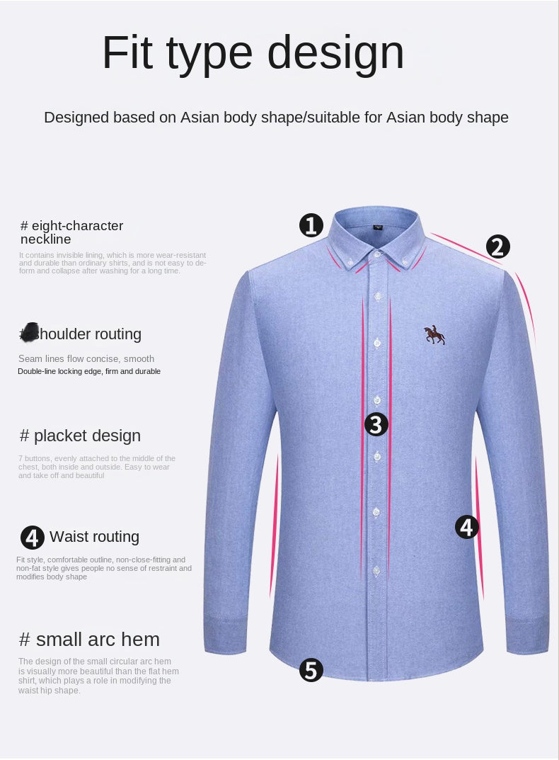 2023 100% Cotton Oxford Man Leisure Embroidered Horse Shirts Streetwear Oversized  Men Shirt Floral Long Sleeve Casual Plus Size