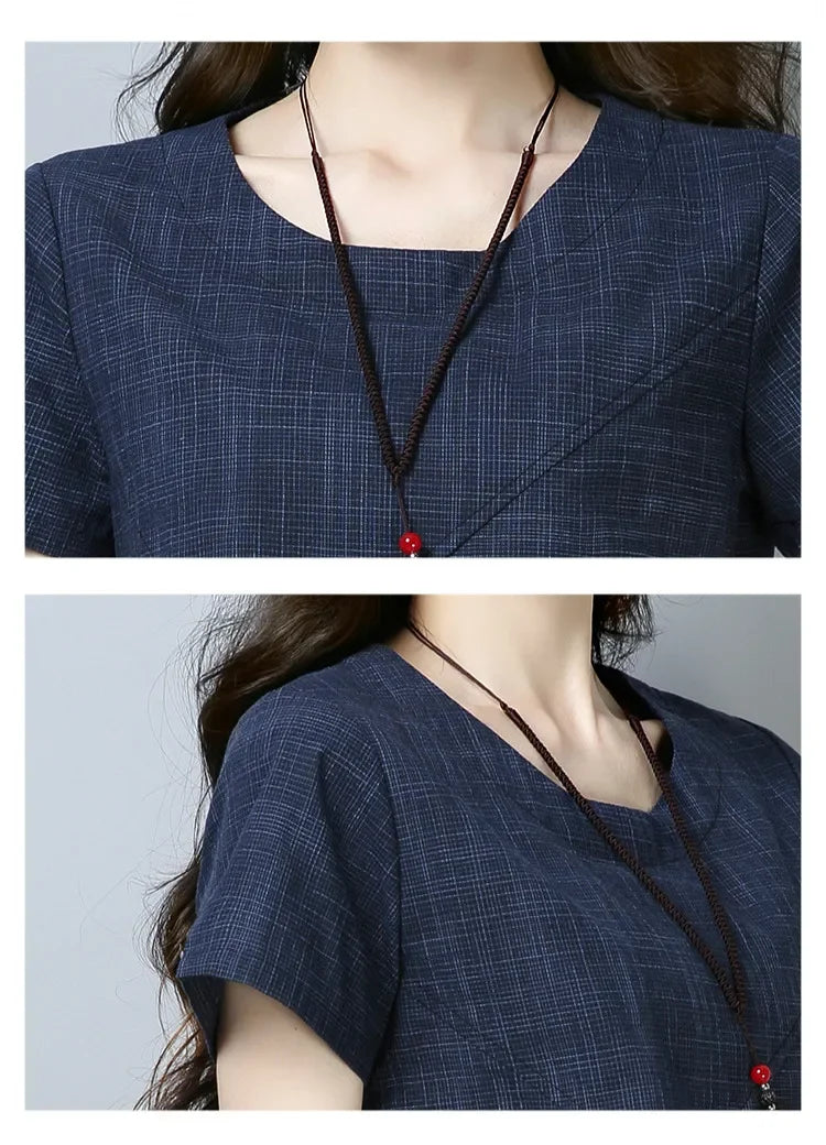 Women's Summer Blouses 2024 Vintage Linen Cotton Women Tops Blouses Short Sleeve Women Shirts Women Clothing Blusas 2127