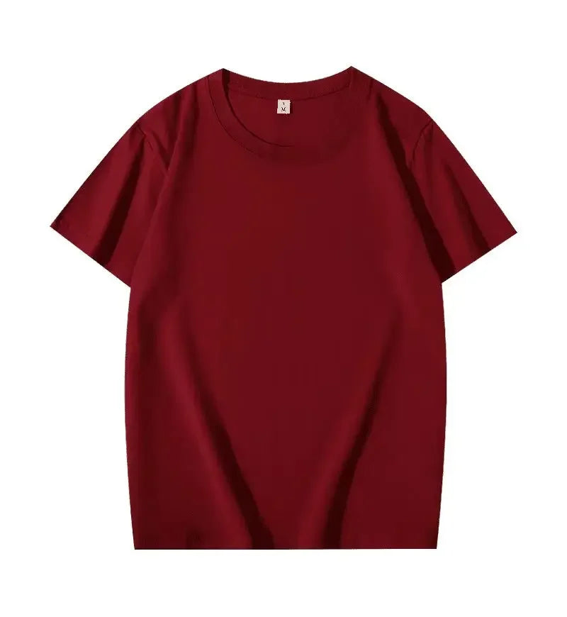 Men Women 100% Cotton  T-shirt Solid Color Trend Leisure Short Sleeve Black White Gray High Quality Heavy Fabric Loose T Shirt