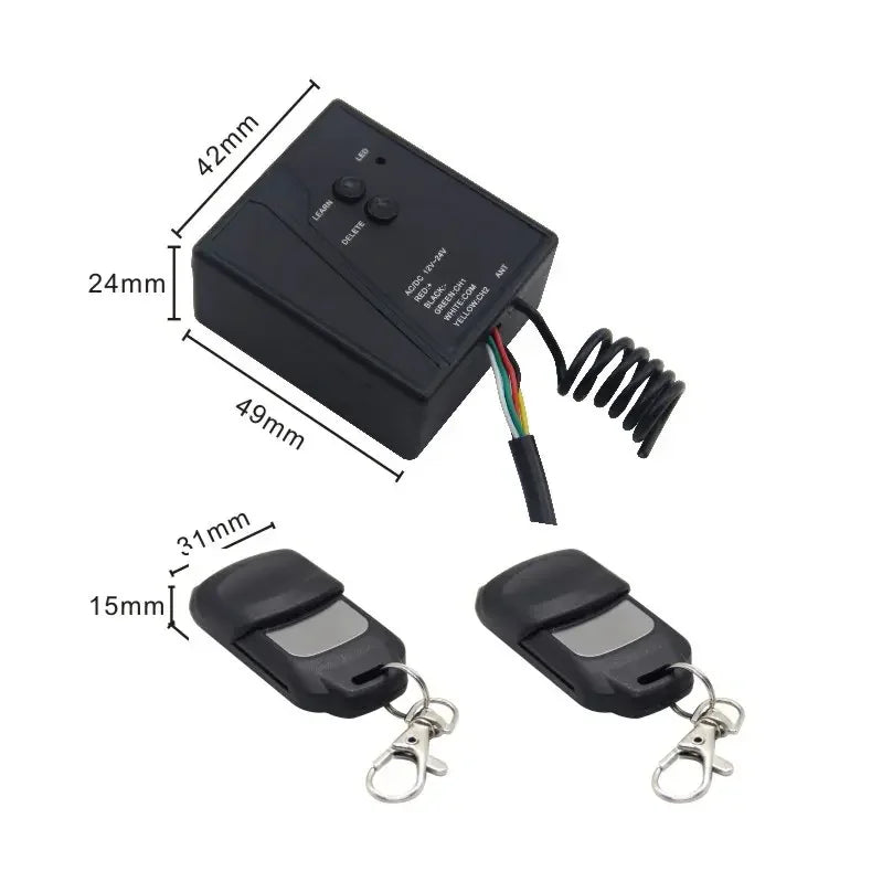 Garage Door Gate Opener 12V-24V AC/DC 2 CHS Terminal Block or Cable RF Receiver Connect