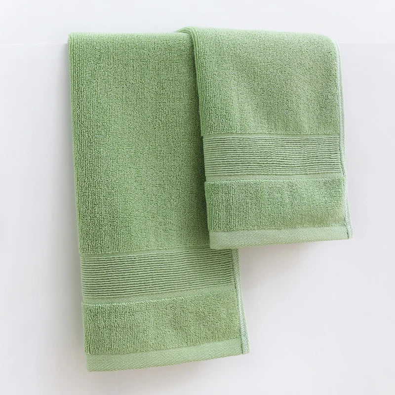 Battilo Cotton Bath Towel Soft Absorbent Face Hand Towels Luxury Hotel Spa Bathroom Towel Solid Beach Towel 2Pcs Bath Towel Set