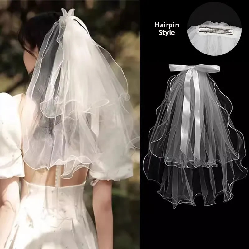Wedding Veil Bridal Headwear Engagement Proposal Simple Elegant Soft Tulle Headpiece for Bride Ceremony Registration