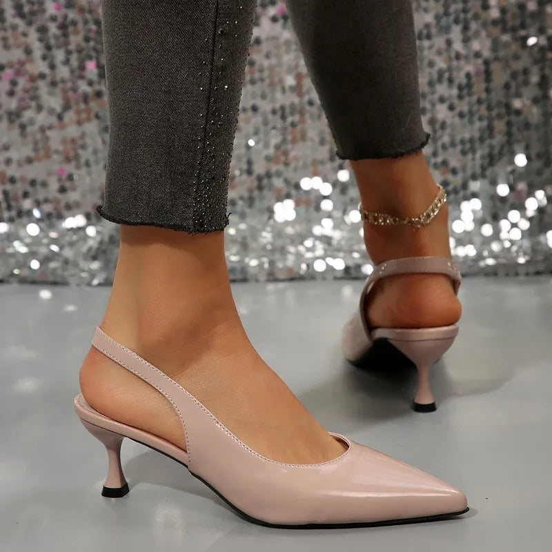 New in 2025 Pumps Footwear Elegant Women Heeled Shoes Fashion Buckle Strap Female Pointed Toe Slingbacks Ladies High Heels Shoes