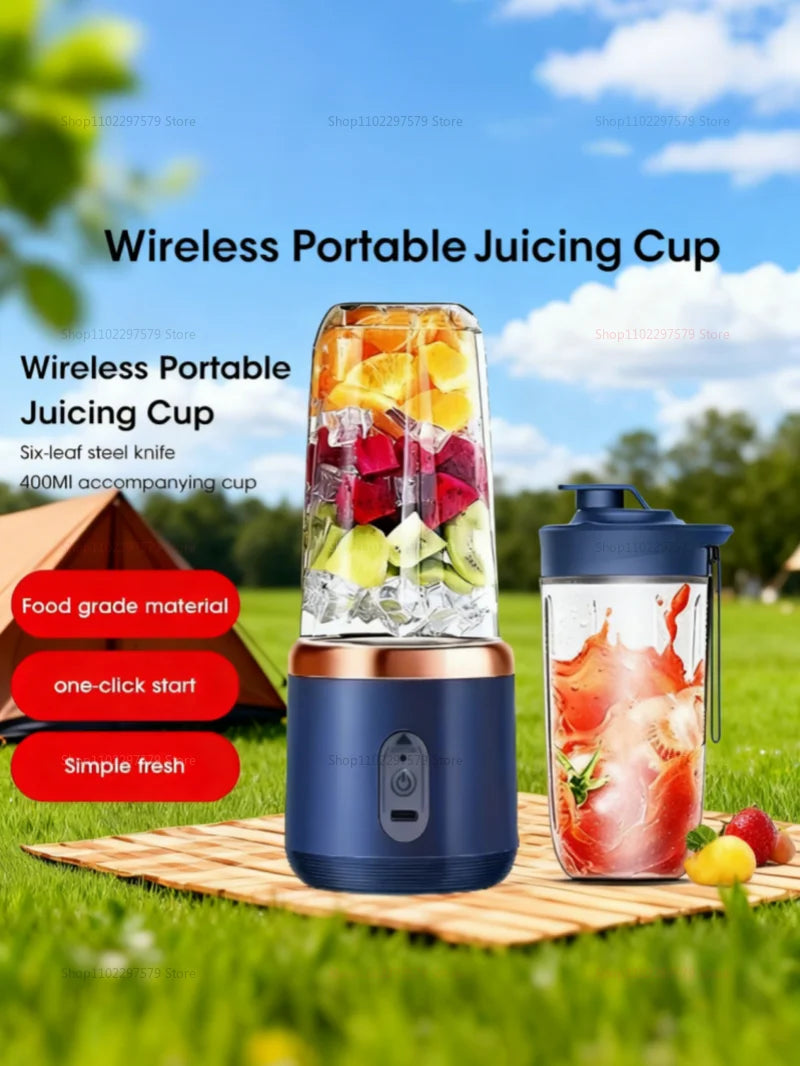 40W Portable Blender Cup with Sharp Blades 1500mAh Battery Double Cups Juicer for Smoothie Juice Shakes Travel Picnic Home Use