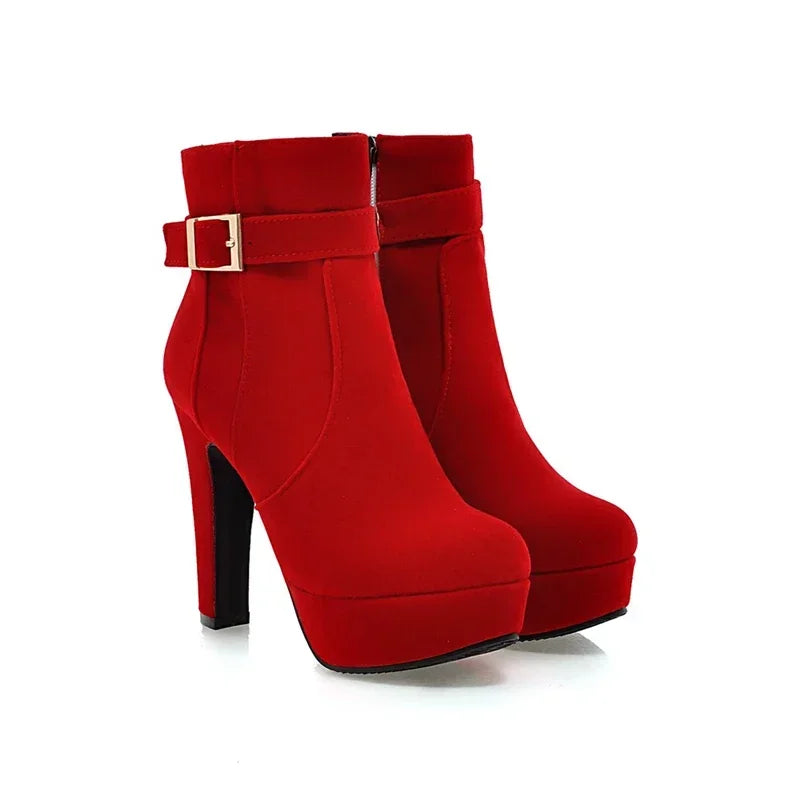Woman Fashion High Heels Women's Shoes Sexy Add Fur Winter Ankle Boots Short Boots Ladies Shoes