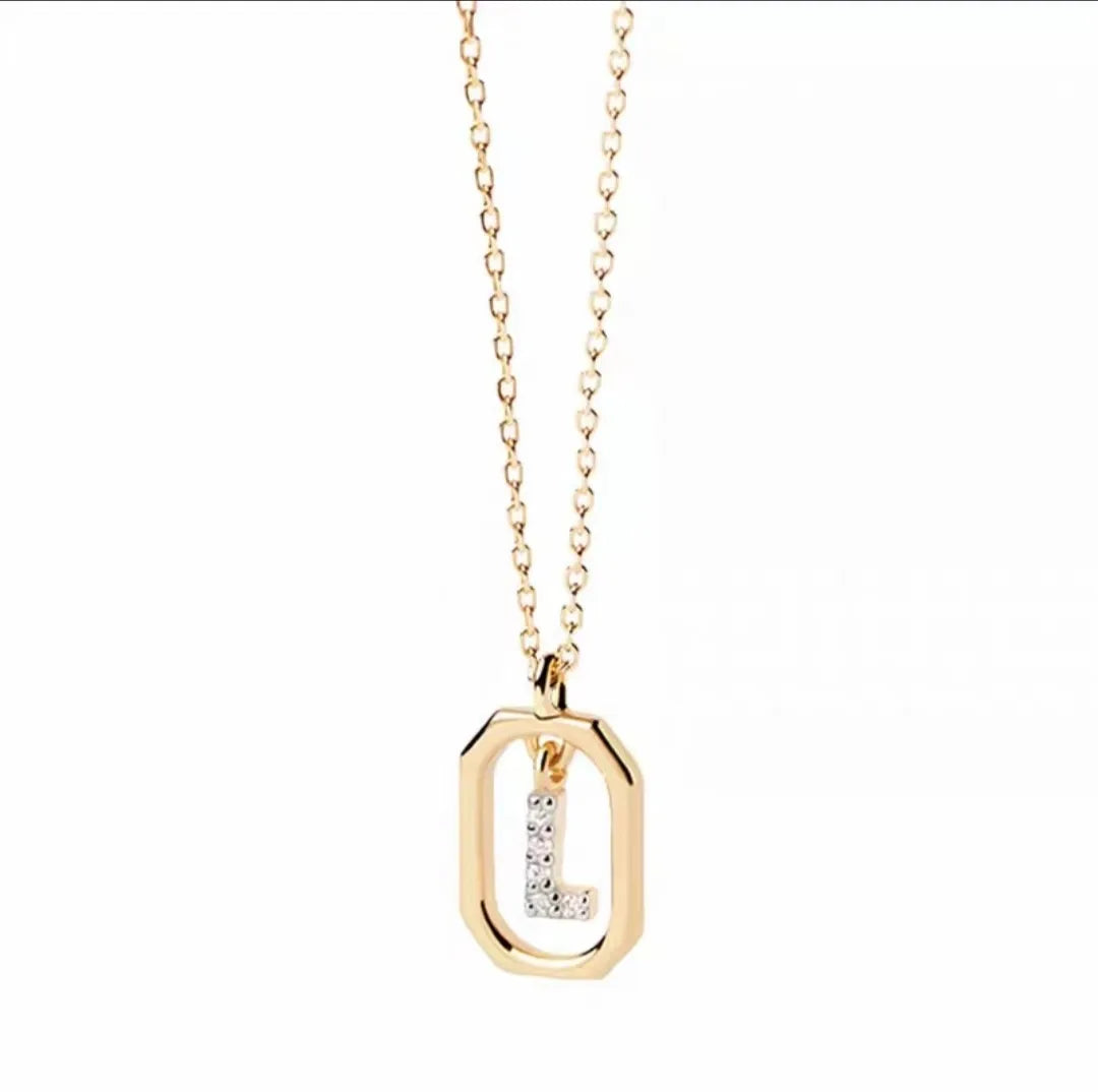 925 Sterling Silver Letter Necklace with 26 English Letter Zircon Pendant Geometric Design Personalized Necklace Luxury Jewelry