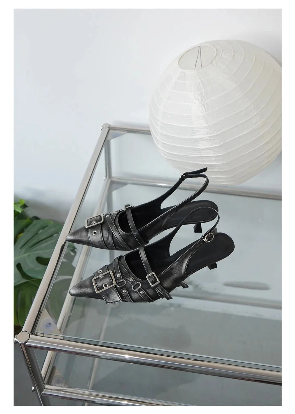 Pointed Toe High Heels Women Wear Belt Buckle Baotou Cold Slippers 2025 Half Drag Back Empty Single Shoes