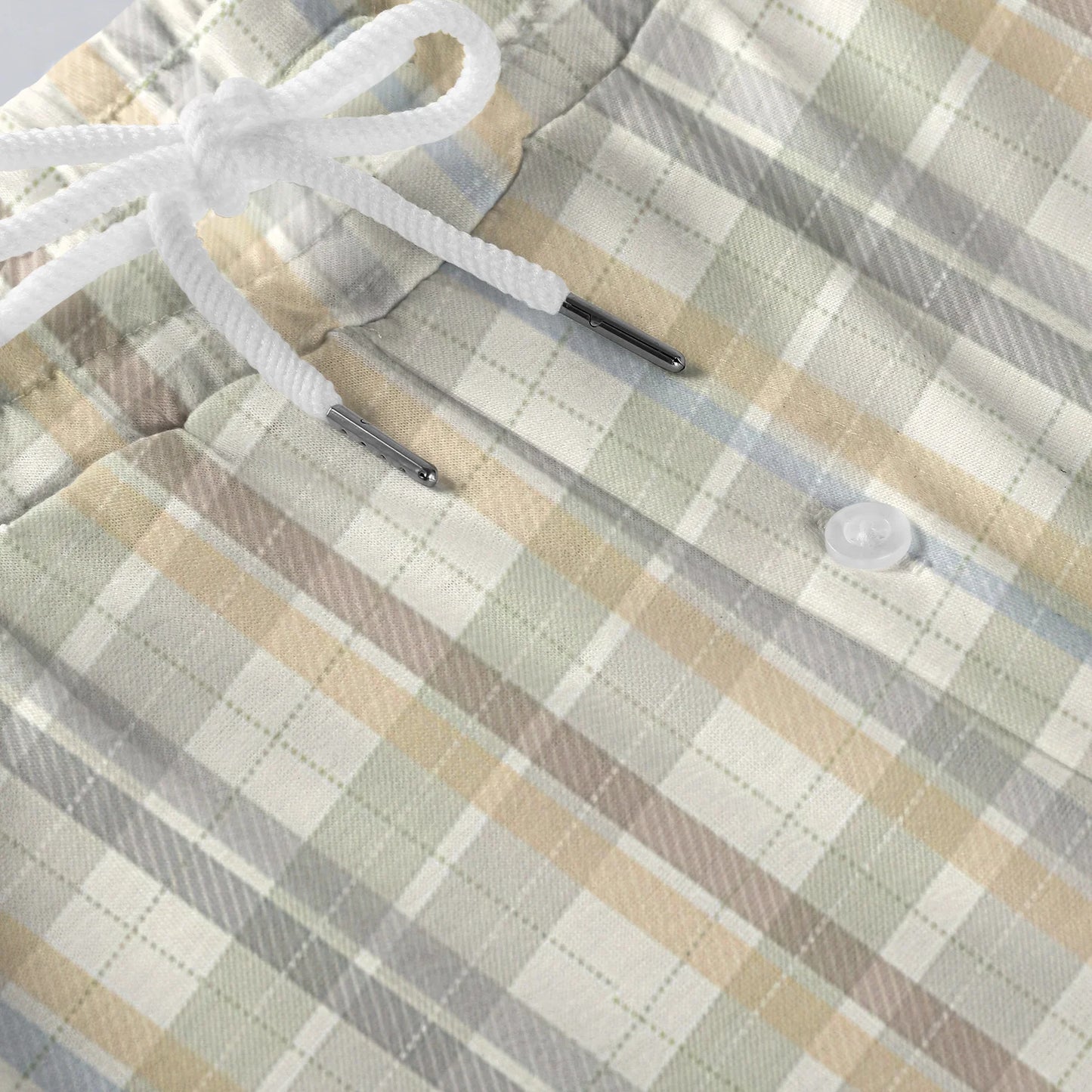 Men'S Plaid Casual Pants Checkered Pattern Cuffed Design Comfortable Fabric Suitable Daily Wear All Seasons Trendy Pajama Pants