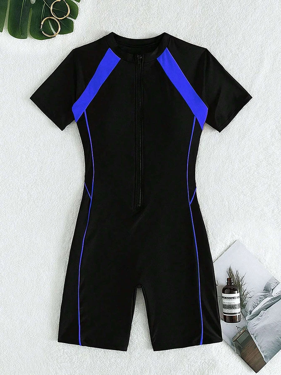 Short Sleeve Surfing Swimsuit 2026 Slim Bodysuit Swimwear Women One Pieces Rashguard Diving Clothes Bathing Swimming Swim Suit