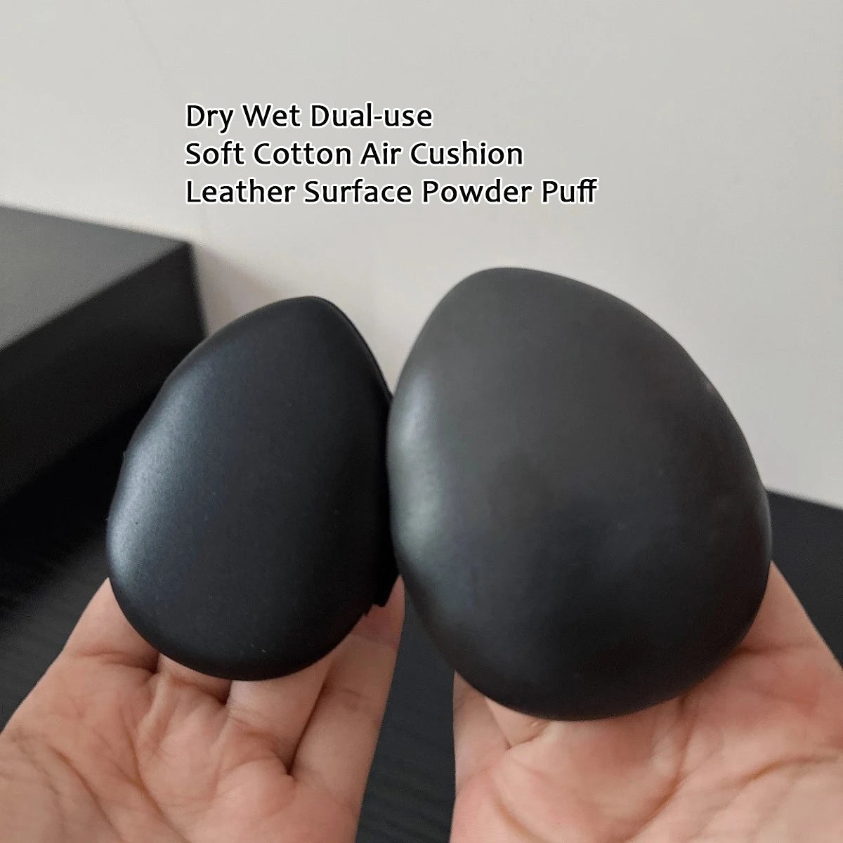 1/2PCS Black Leather Air Cushion Sponge Powder Puff Dry Wet Dual-use Beauty Cosmetic Foundation Powder Puff Makeup Sponge Tools