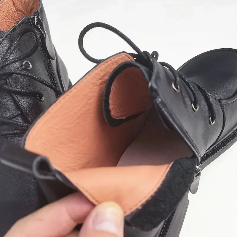 Genuine Leather Shoes Men's Wide Toe Business and Leisure women's plus size 43 42 Short Boots Cowhide Single Ankle Boots
