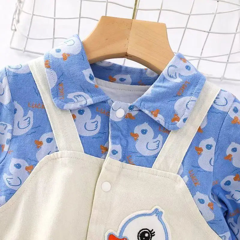 Spring Outfit for Baby Boys: Shirt And Pant Onesie Newborn Clothing Set for Outings