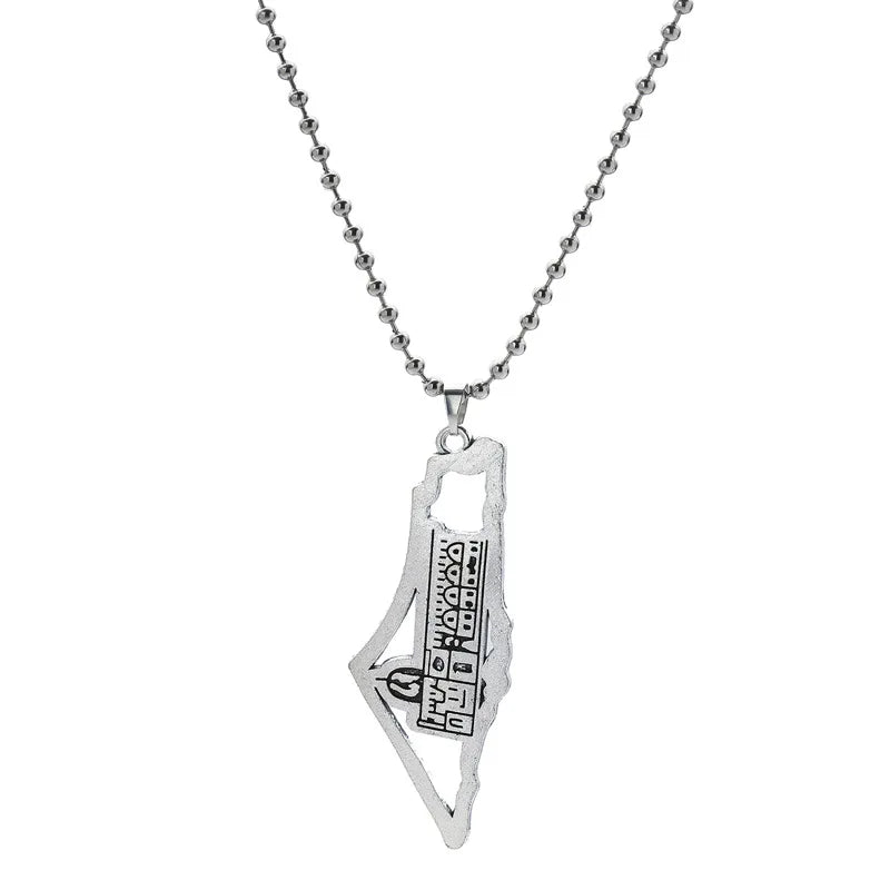 Palestine Country Map Flag Pendant Necklace for Men Women Stainless Steel Necklaces Jewelry Gifts ﻿