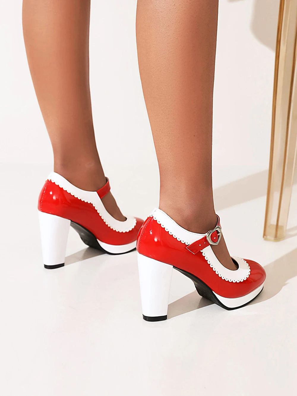 Women's shoes on Heels Women Mixed colors Platform Pumps Shallow Mouth Round Toe Shoes for Woman Mary Jane high heels Footwear