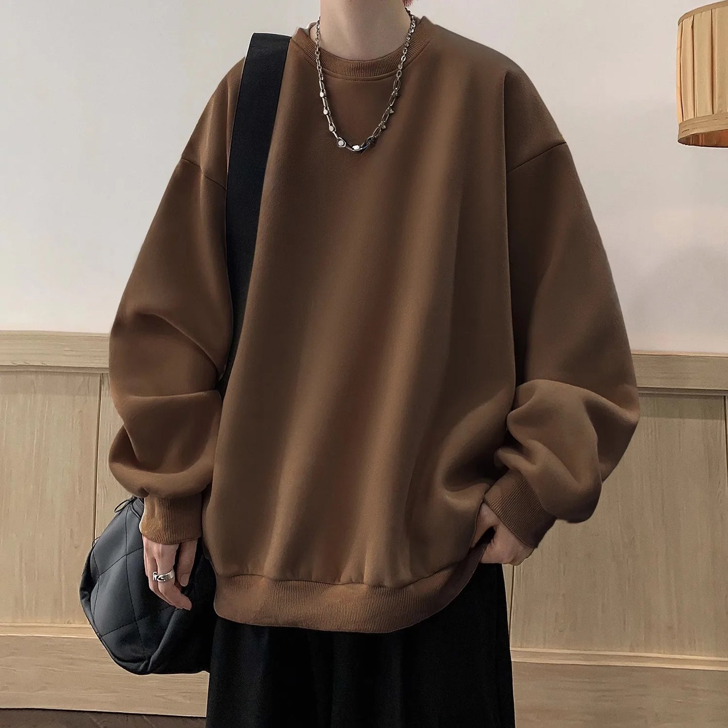 2024 Autumn Winter O-Neck Sweatshirts Men Solid Streetwear Y2K Pullover Hoodies Male Fashion Hip Hop Vintage Hoodie Clothing