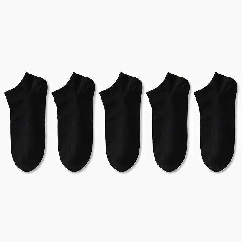 5/10 Pairs Men's  Boat Socks Business Sport Sweat Absorption Mature Summer Autumn Solid Color Non Pilling Versatile Ankle Socks