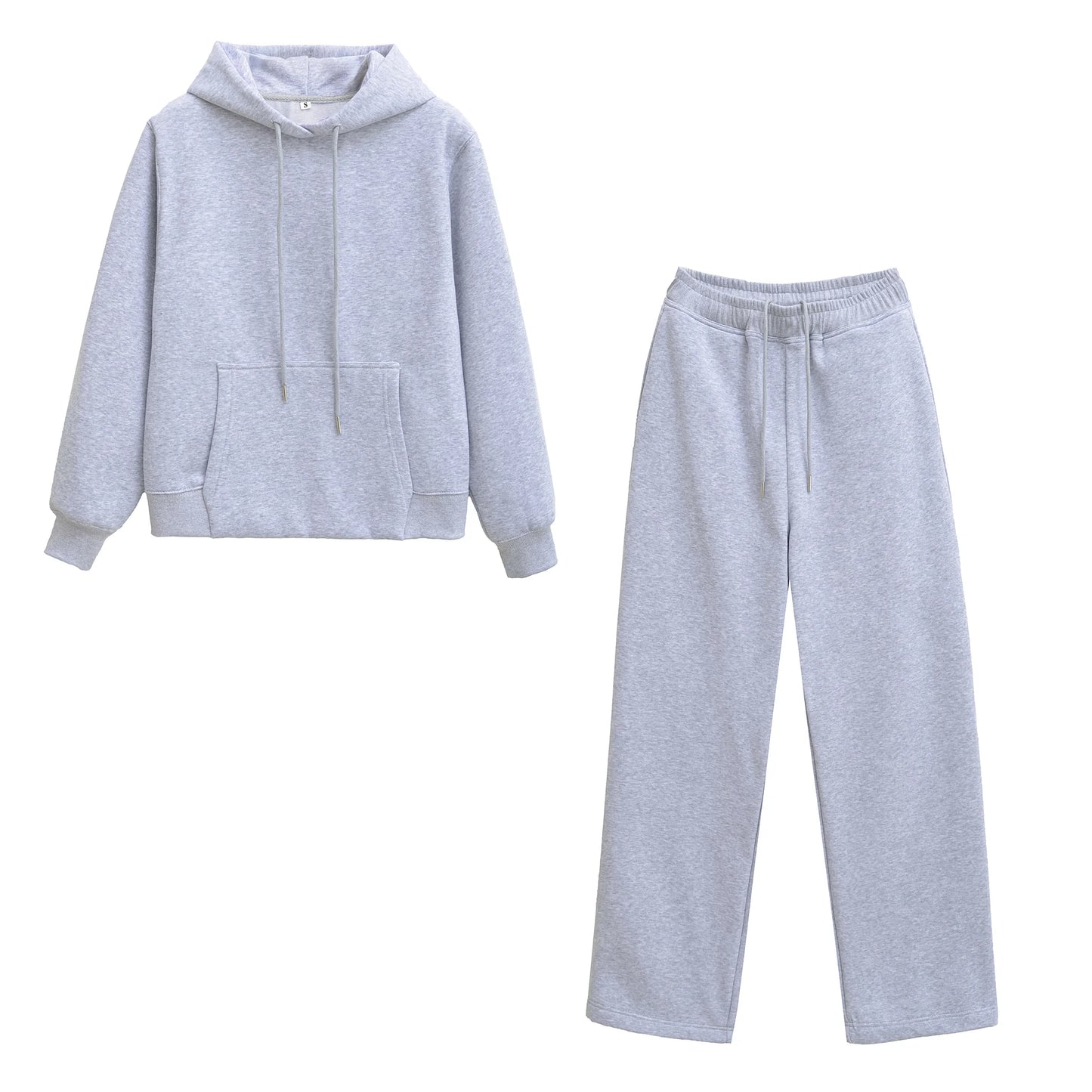 HH Women Solid Pants Suits Pullover Coats Hooded Sweatshirts Drawstring Wide Leg Trousers Autumn Casual Woman Jogging Pants Sets
