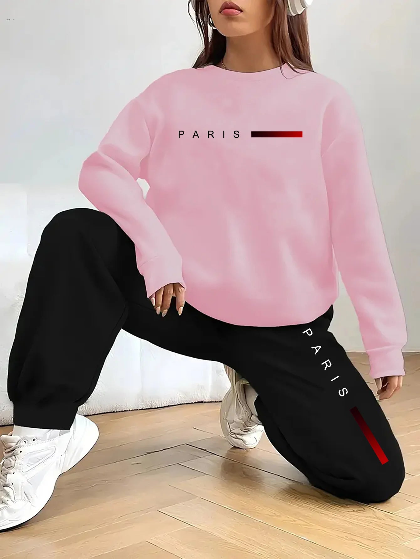 women Hoodies+sweatpant set Hip Hop Street Casual Printed Hoodie Oversize Loose New Sweatshirts Autumn Warm Fleece Clothing