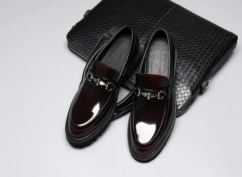 Men's Dress Leather Shoes Horse Street Buckle High Quality Men's Oxford Shoes Wedding Party Office Formal Shoe Large Size 38-48