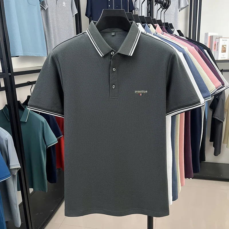 100% pure cotton men's highend brand customized new embroidered short sleeve polo shirt summer casual comfortable breathable top
