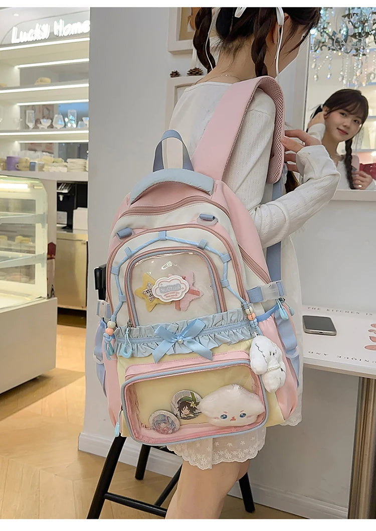 Large Capacity Children's School Bag Set for Girls Primary And Middle School Double Shoulder Backpack Sweet College Style