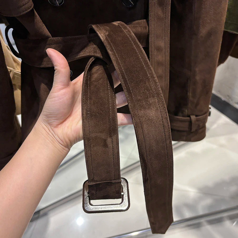 YOLOAgain Double Breasted Croc Pattern Leather Jacket Women 2023 Autumn New Genuine Leather Jacket Ladies