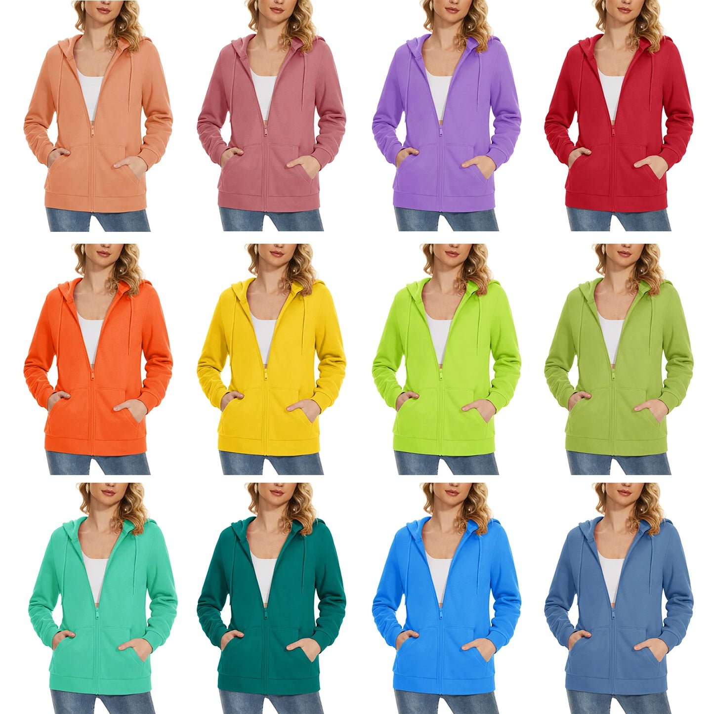 TACVASEN Spring Fleece Lining Sweatshirts Jacket Womens French Long Hoodies Full Zip Up Jacket Casual Streetwear Outdoor Coats