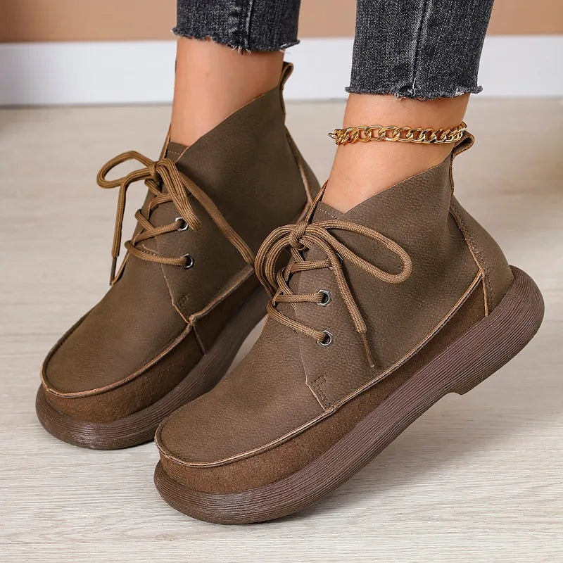 2026 New Style Fashion Women's Boots Thick-soled Non-slip Natural Leather Soft Luxury Single Short Boots Wide Barefoot Shoes