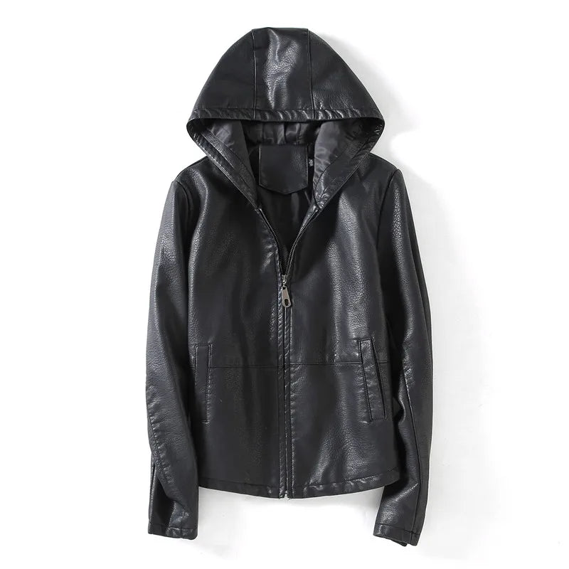 KMETRAM Real Sheepskin Leather Jacket Women Spring Autumn Short Women's Clothing Large Size Hooded Womens Coat 2024 Loose