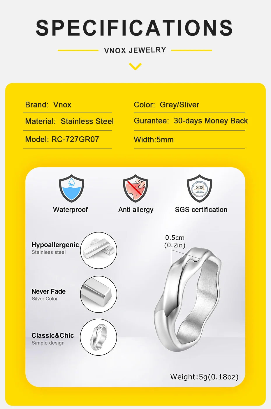 Vnox 2026 New Mobius Ring for Men Boys, Oxidized Twisted Stainless Steel Finger Band,Retro Endless Love Anniversary Gift for Him