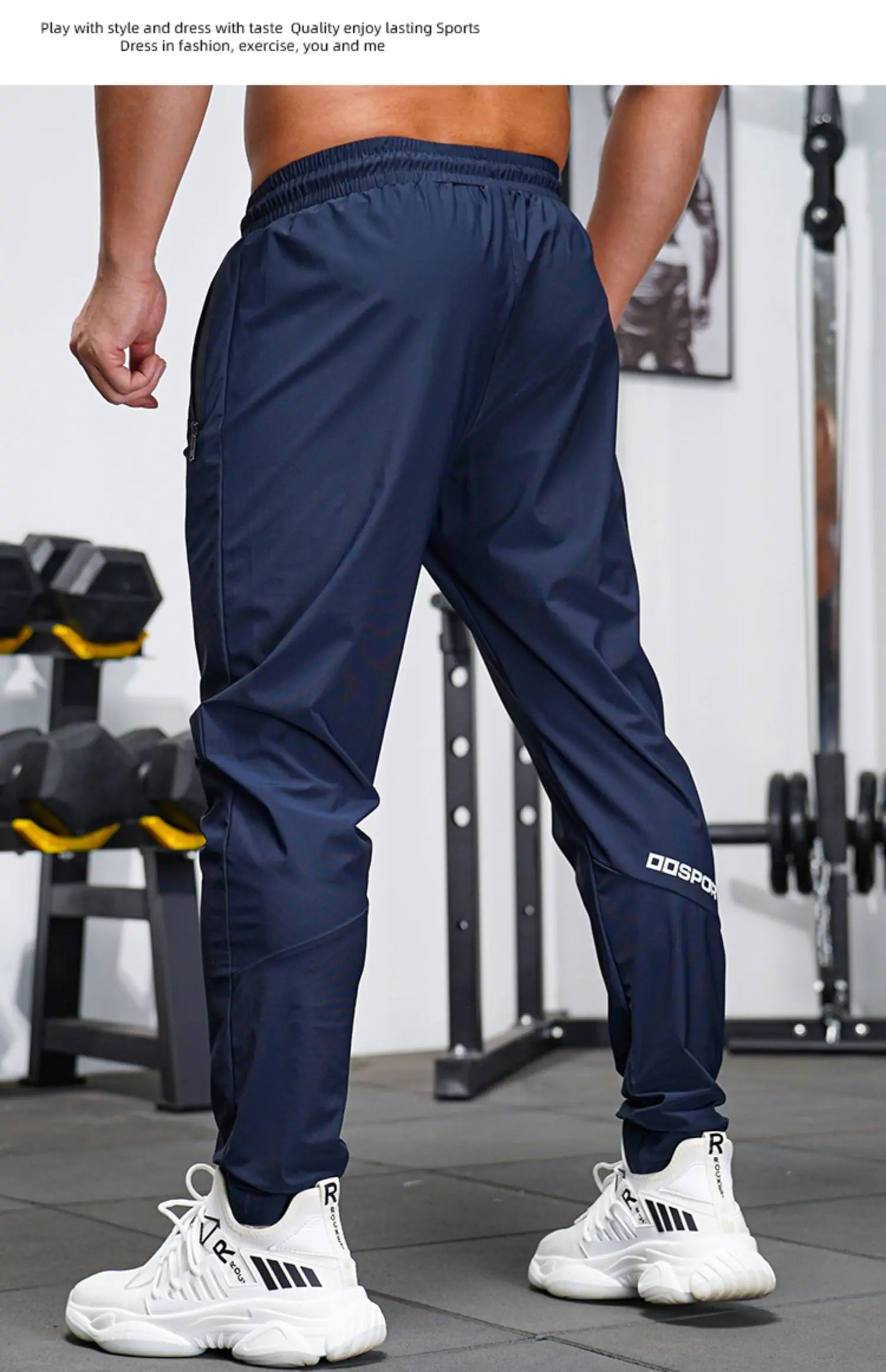 Men's Sports Pants Spring summer Running Pants Workout Active Trousers Slim Ice silk Quick dry Skinny Jogging Pants Joggers