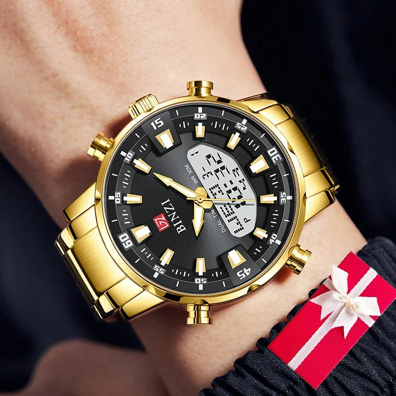 Relogio Masculino Wrist Watches For Men Top Brand Luxury Golden Men Watches Gold Big Male Wristwatch Man Golden Big Dial