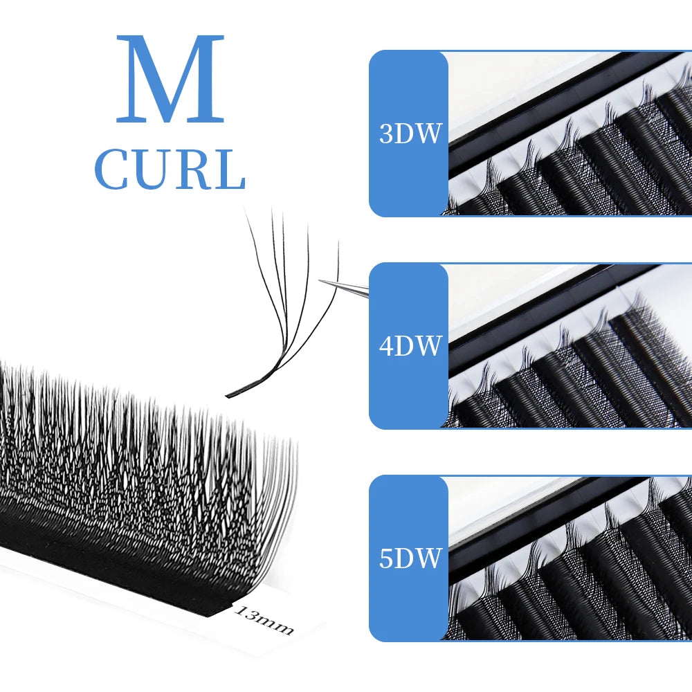 JB Jeyelabeau LU M Curl Eyelash Extensions W Shaped Eyelashes Cilios 3D 4D 5D High Quality Technologic Fiber Lashes Extension