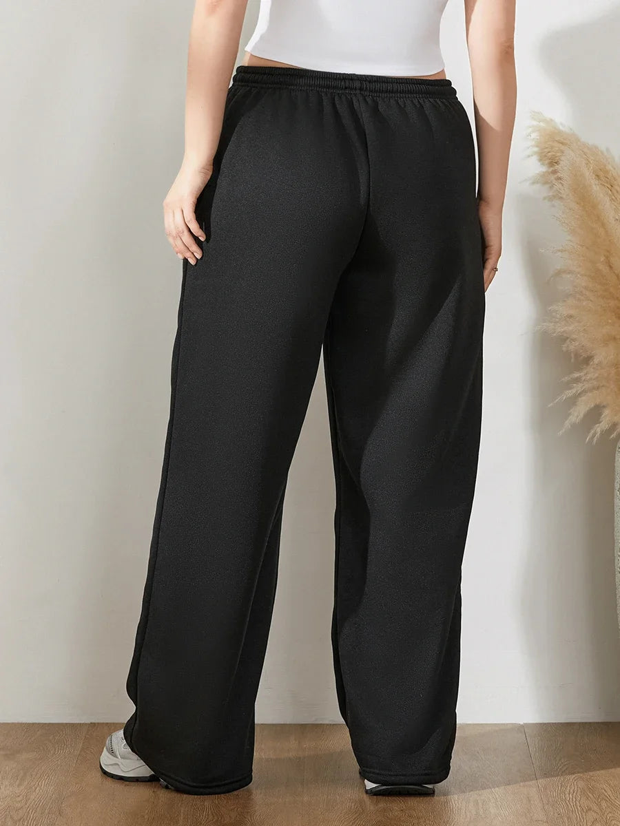 Womens Wide Leg Sweatpants Elastic High Waist Straight Legged Sweatpants Basic Baggy Comfy Jogger Sweat Pants Orange Gray Bottom