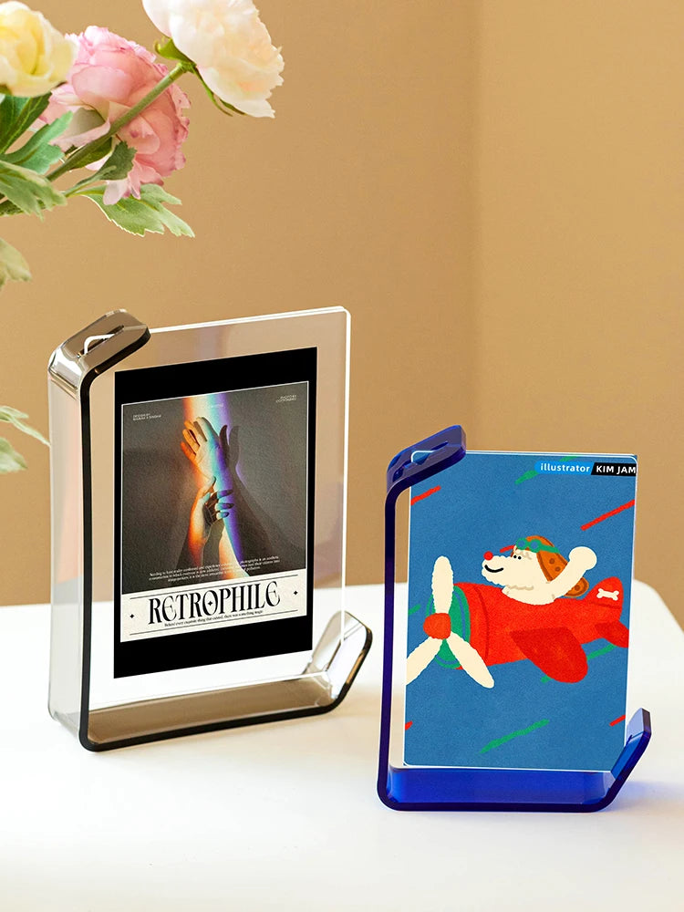 Acrylic Picture Frames Clear Picture Frames Acrylic  Frameless Transparent Cubes Floating Gift for Home Office Desktop Display
