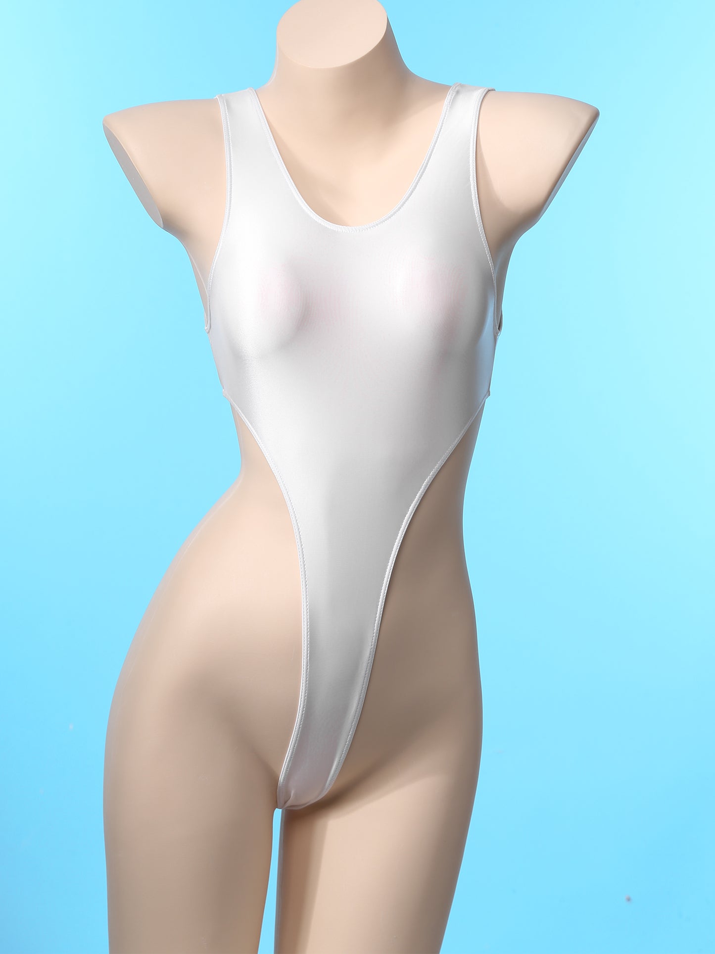 Women Bathing Suit Solid Color Swimsuit Glossy Backless High Cut Dance Yoga Bodysuit Underwear Swimwear Leotard Beachwear