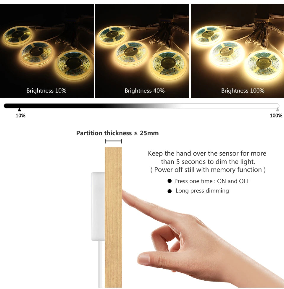 Embeddable Linear COB Strip Light Self-Adhesive LED Tape Home Office Shop Wood Grain Grille Curtain Wall Embedded Ceiling Decor