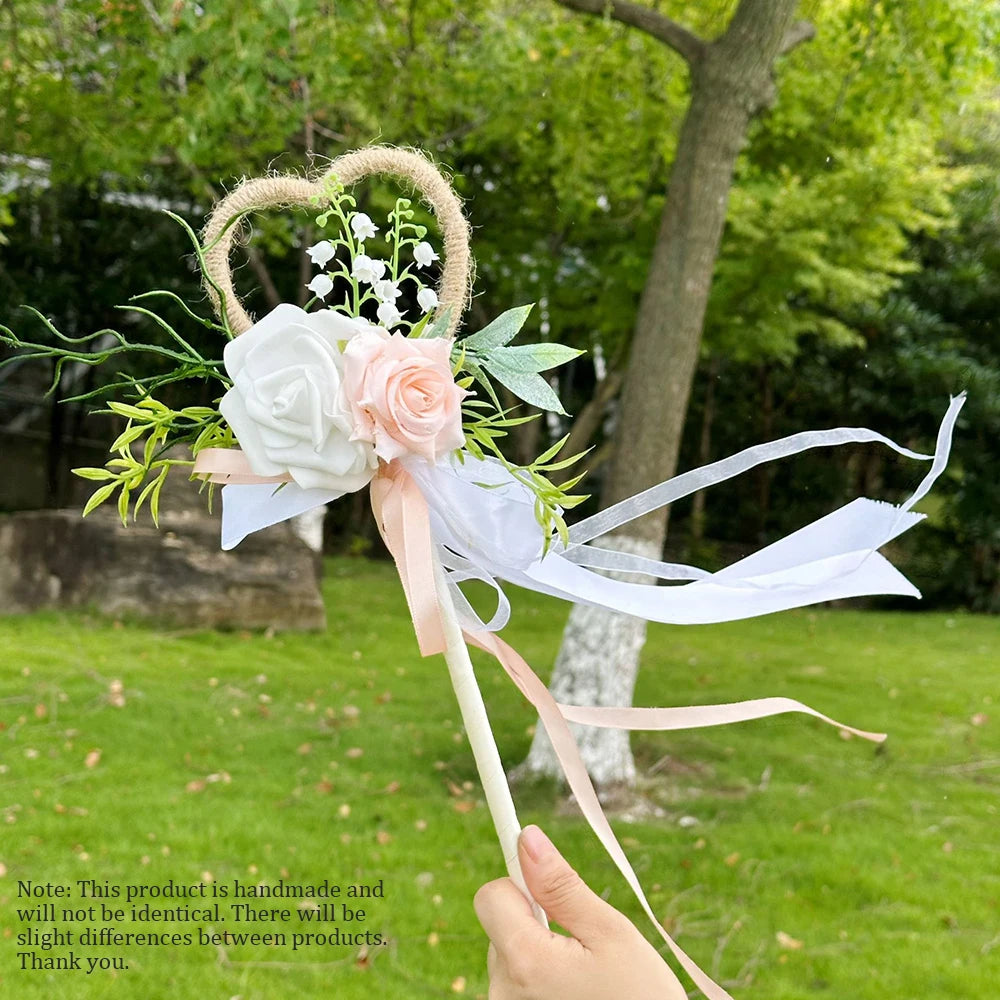 Wedding Love Fairy Wand, Flower Girl Wand Bridesmaids Holding Flower Wands Brides Holding Magic Wands Wedding Photography Props