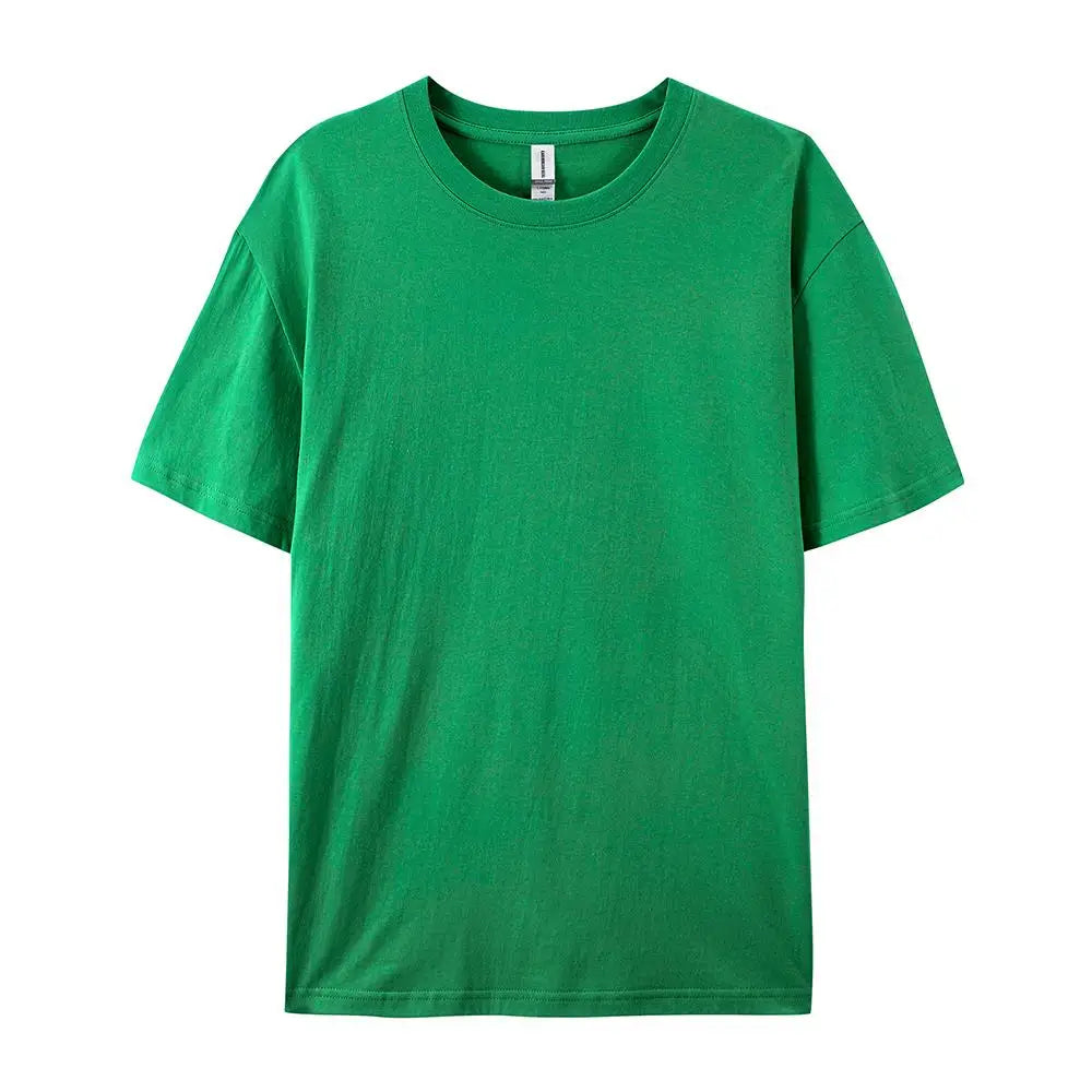 Loose Cotton Solid Tshirts Men Woman Short Sleeve Fashion Brand Trend Couple Clothing Tees Customized Candy Color Summer Tops
