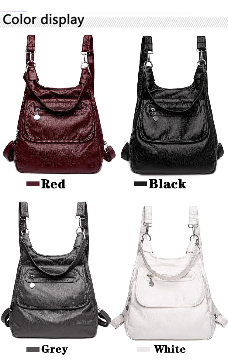 Multifunction Bags Purses High Quality Bookbag Soft Leather School Bags For Teen Girls Ladies Travel Large Capacity Mochilas