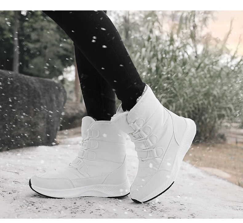 2026 Women's Shoes Winter Fashion Ankle Boots Women Keep Warm Female Lace Up Waterproof Boots Ankle Shoes Street Nurse Boots
