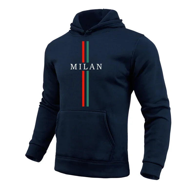 Milan Fashion Men's Hoodies High Quality Hooded Long Sleeved Pullover Male All Season Daily Casual Sports Fitness Sweatshirts